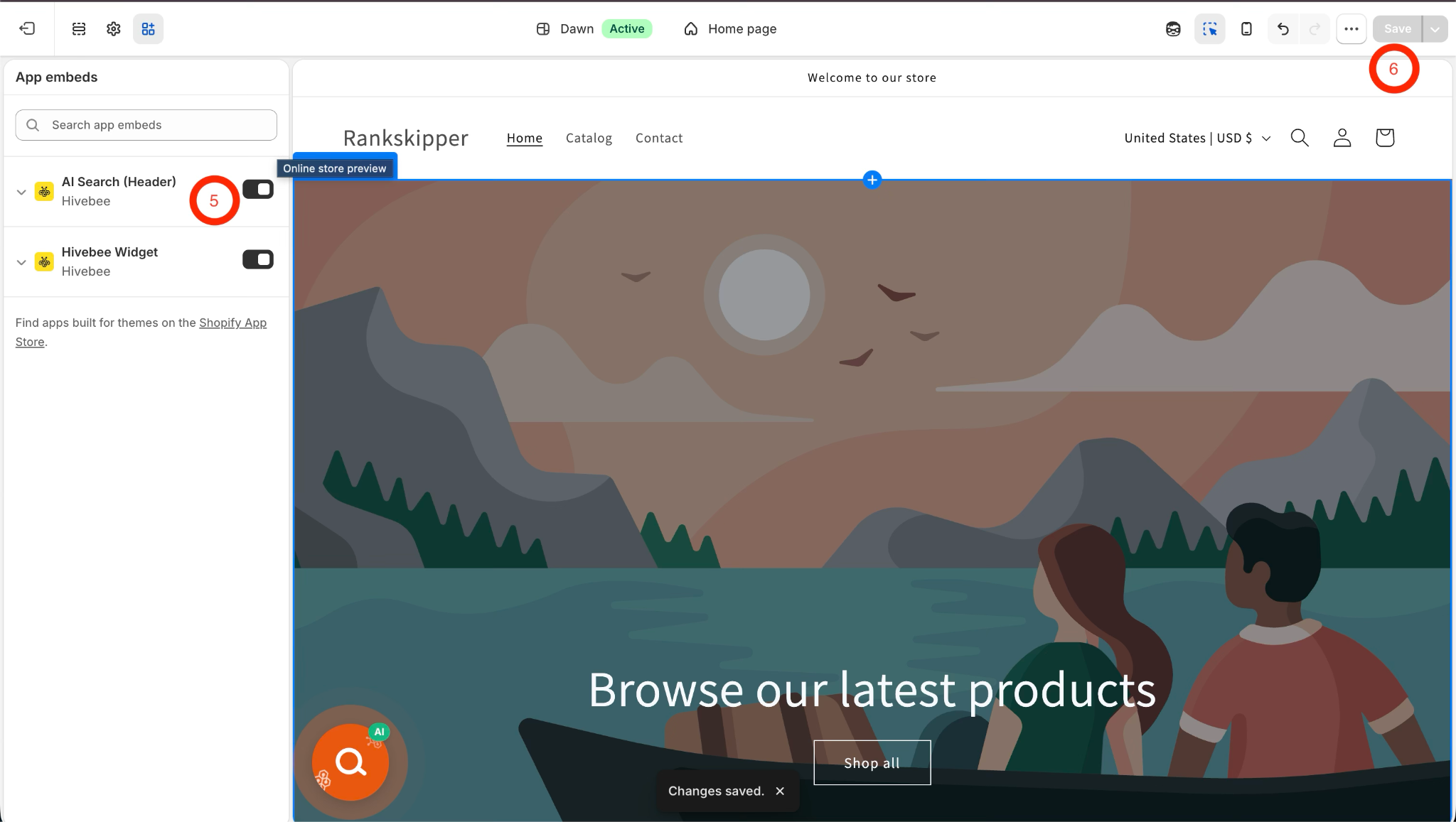 Header Search saved state preview